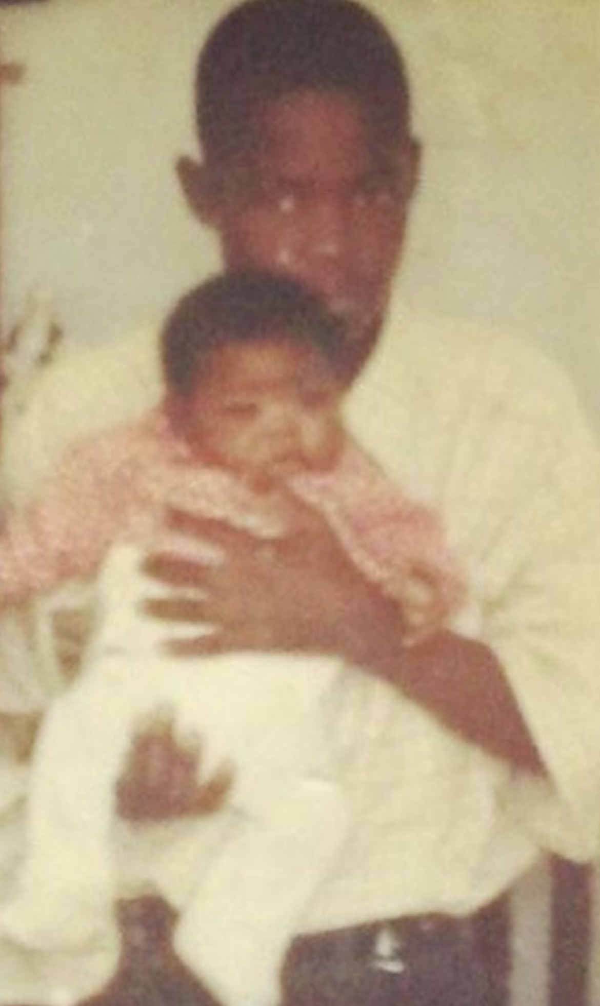 Father and baby — restored — original